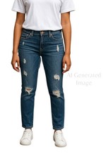 Cabi Womens SLIM BOYFREIND Distressed Medium Wash Style 3045 Denim Jeans Sz 0