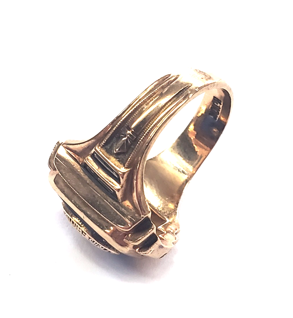 Vintage 1960 10K Yellow Gold Hackensack High School Class Ring by