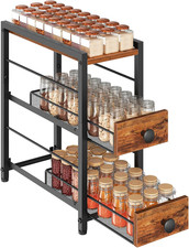 Spice Rack, 3-Tier Pull Out Spice Rack Organizer for Countertop, Narrow Kitchen