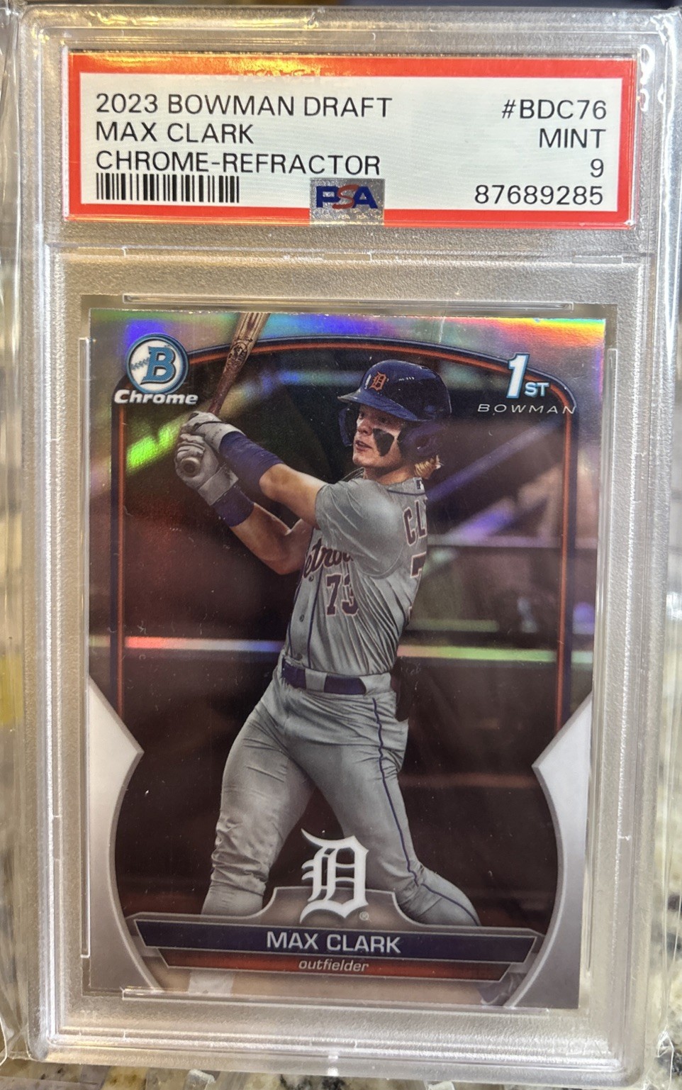 2023 Bowman Draft BDC76 Max Clark Chrome-Refractor PSA 9