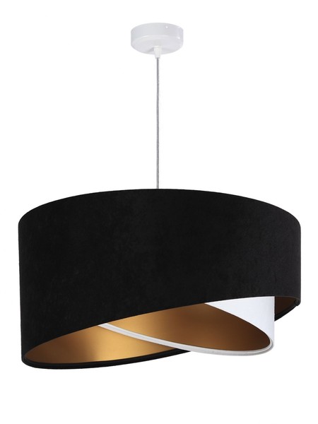 HäNgeleuchte Schwarz Weiß Gold Stoff Velours Optik Ø50Cm Schlafzimmer HäNgelampe-image