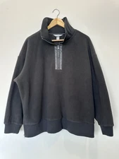 CJ Banks Womens 1X Black 1/4 Zip Fleece Long Sleeved Pullover Shirt