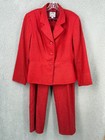 Collections Le Suit Pant Suit Red Jacket Pants Size 16/18 Holiday Career Modern