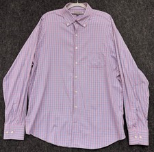 Peter Millar Summer Comfort Button Up Shirt Mens XL Pink Blue White Gingham Golf