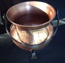 Copper Pot with Handle Unique Crafted Solid 8.5"x 8.5" Large Crafted Pot Germany