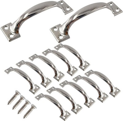 12Pcs 4'' Metal Gate Pull Handle, Vintage Barn Door Pulls Utility Silver 