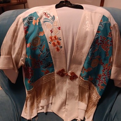 Spencer Alexis Boho Hippie Ethnic Floral Multicolor Kimono Cardigan Top Womens M