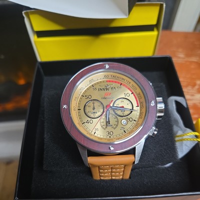 NEW Invicta S1 Rally Trackmaster Mens Chrono Leather Watch 49mm Brown Wood 49646
