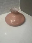 Vintage Milk Glass Pink Ruffled Lamp Shade 12” Wide With 9.75” Fitter