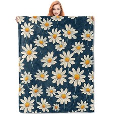 Daisy Blanket, 50"x60" Daisy Floral Flower Fleece Throw for Adults, Ultra-S...