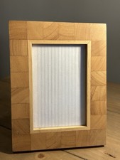 Vintage Mid Century Solid Wood Heavy Mosaic Photo Frame Simple Inner Border 