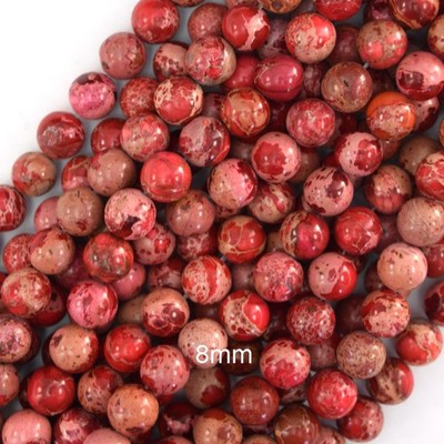 Red Sea Sediment Imperial Jasper Round Beads Gemstone 15'' Strand 6mm 8mm 10mm