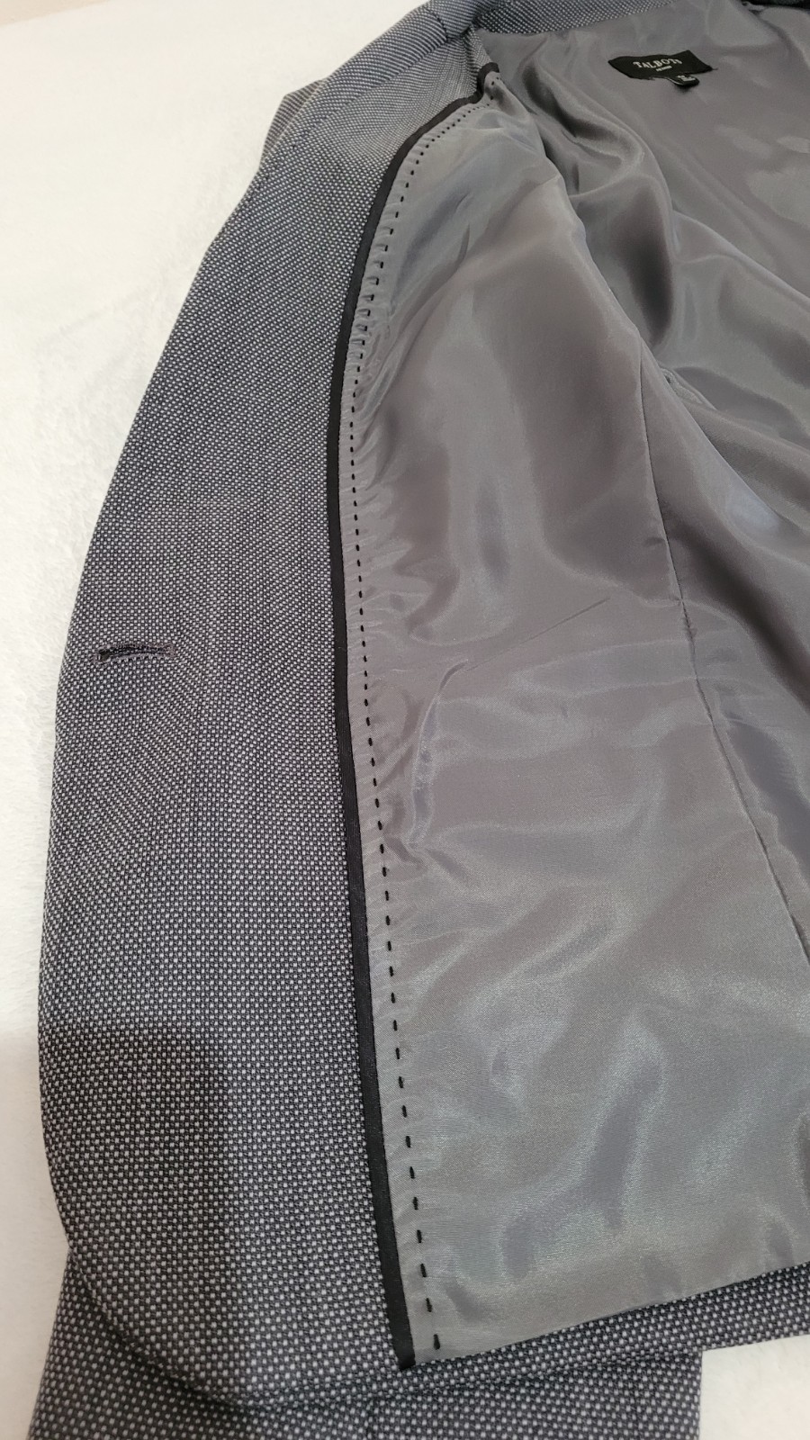 Talbots Linen Blazer Jacket Solid Gray One-Button… - image 10