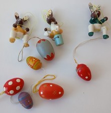 9x Ostern Erzgebirge Volkskunst DDR  alte Ostereier Hase Eier aus Holz