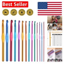 Complete Multicolor Aluminum Crochet Hooks 14 Sizes 2-10mm for All Levels