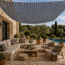 Filet camouflage renforcé premium 2 x 5m Gris - 100% polyeter Ripstop - Ombrage