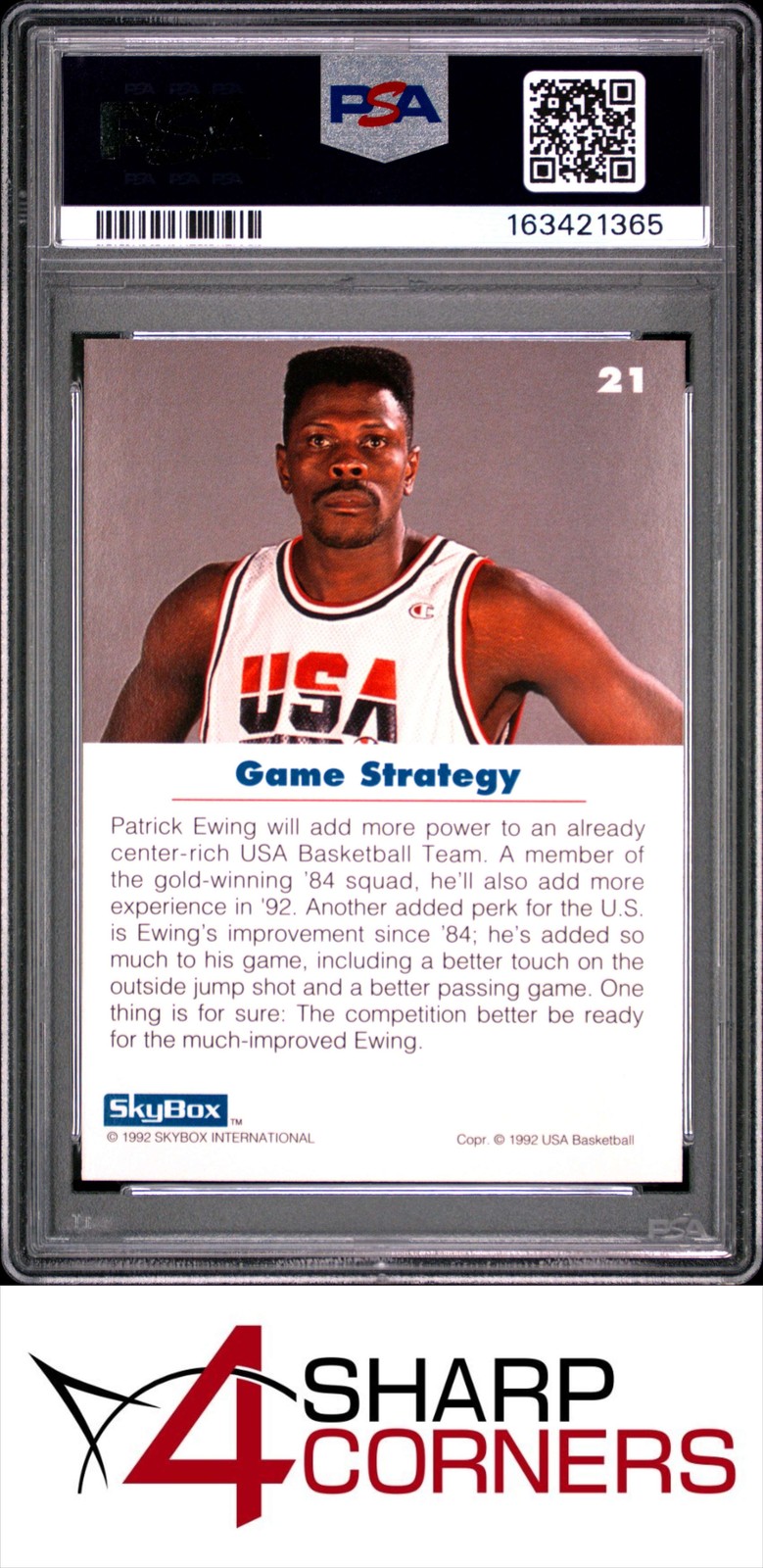 1992 SKYBOX USA BASKETBALL #21 PATRICK EWING HOF PSA 10 view 2
