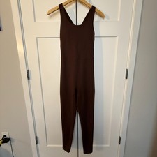 Fabletics Women's Brown Powerhold Jumpsuit Crossback Active Full Length Size M