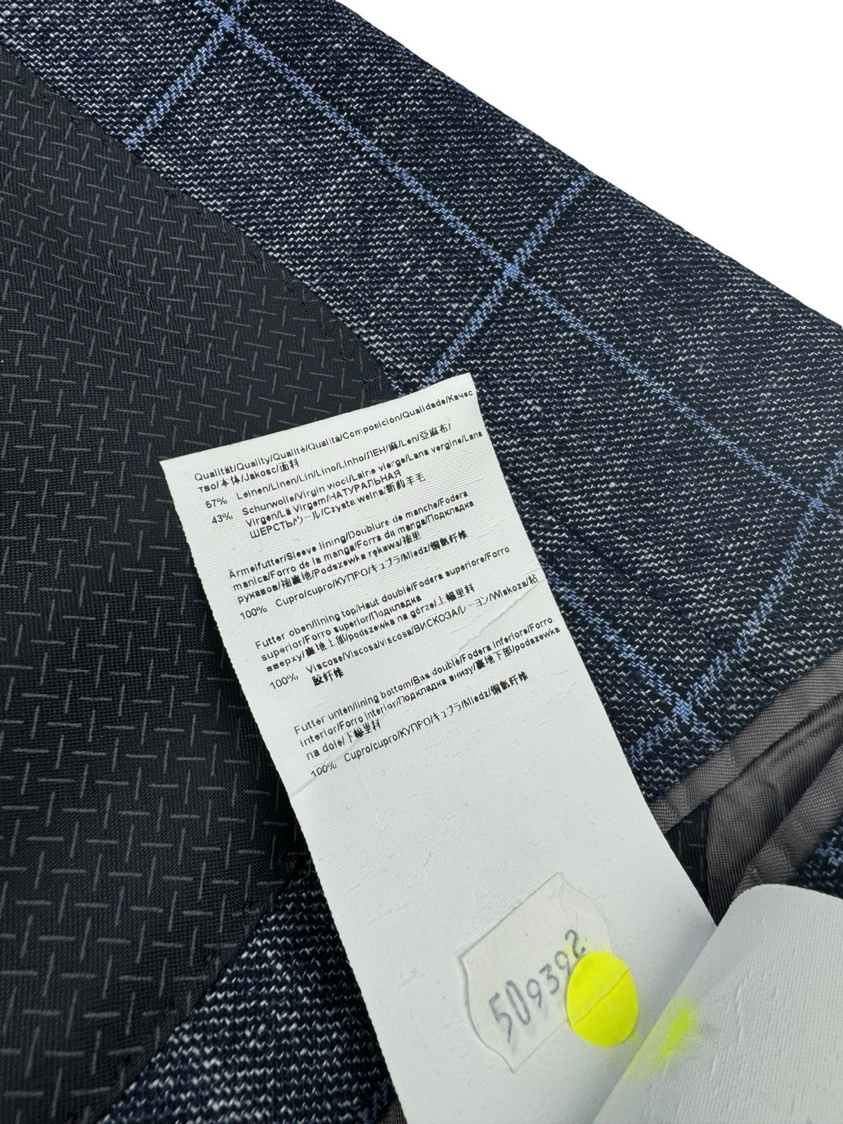 Hugo Boss Hutson3 Linen Wool Blend Sport Coat Windowpane Blue Size US 40 R thumbnail 8