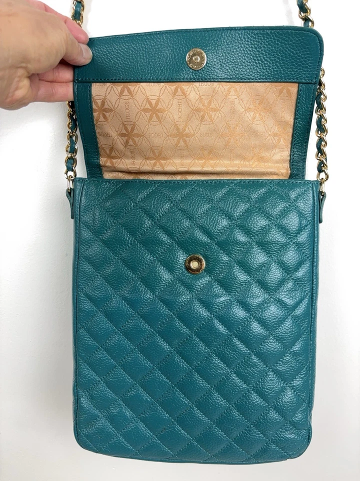 BODHI Acolchado Verde Azulado Bandolera iPad Bolso de Mano Cartera Cuero Cadena Tableta Estuche Usado en Excelente Condición Foto 3 de 4