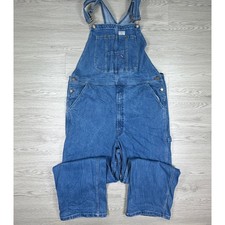 HISEA Men's Denim Overalls Bib Workwear Blue 42W x 30L Adjustable Straps