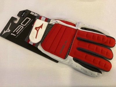 New Mizuno 130 Mens XXL Baseball Batting Gloves Padded Leather Airmesh Red/White