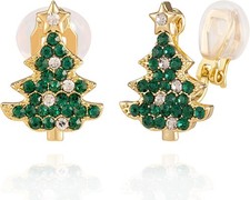 XGALBLA Holidays Green Christmas Tree Cubic Zirconia for Women Gold 2