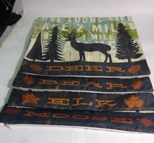 4 Pillow Covers Hunting Lodge Woodland Lake Cabin Deer Elk Moose Bear Man Cave