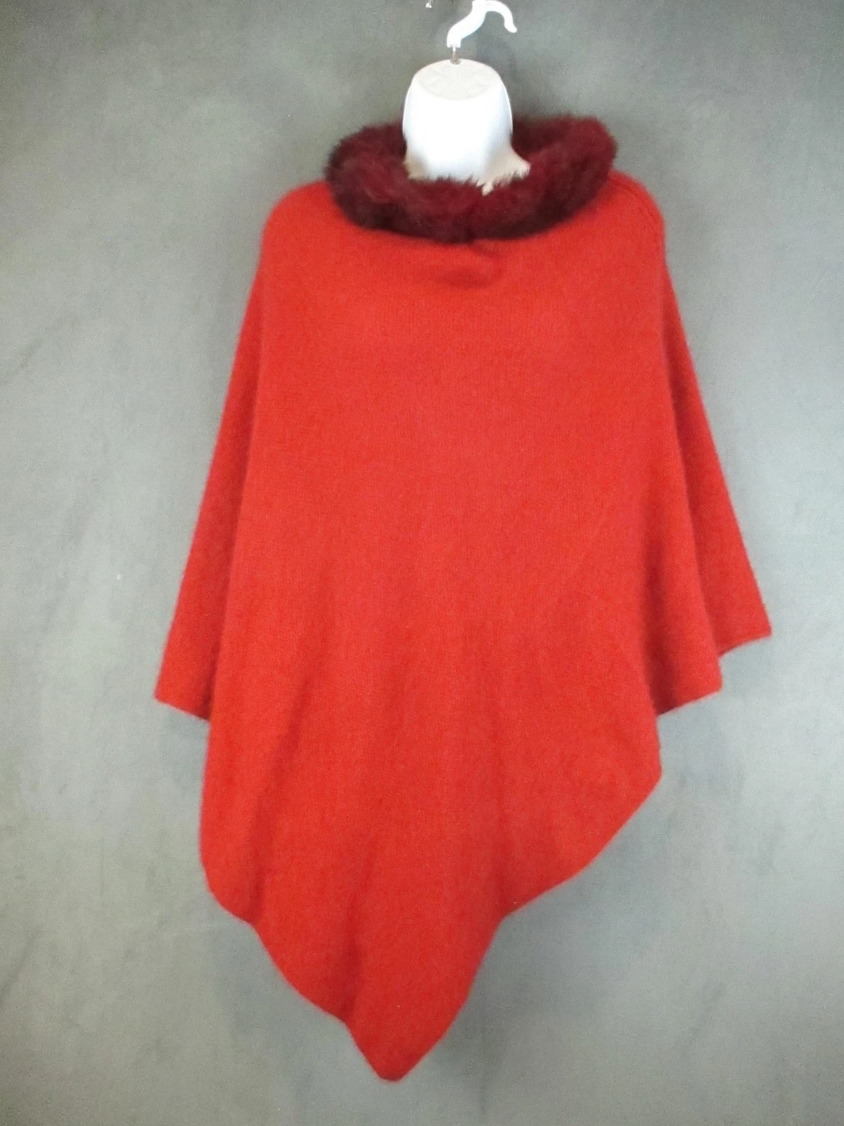 Koru Poncho Womens One Size Wool Blend Faux Fur Collar Pullover New Zealand