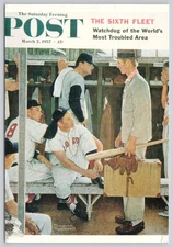 Postcard Art Cover Saturday Evening Post 1957 Magazine Rockwell Baseball 66E