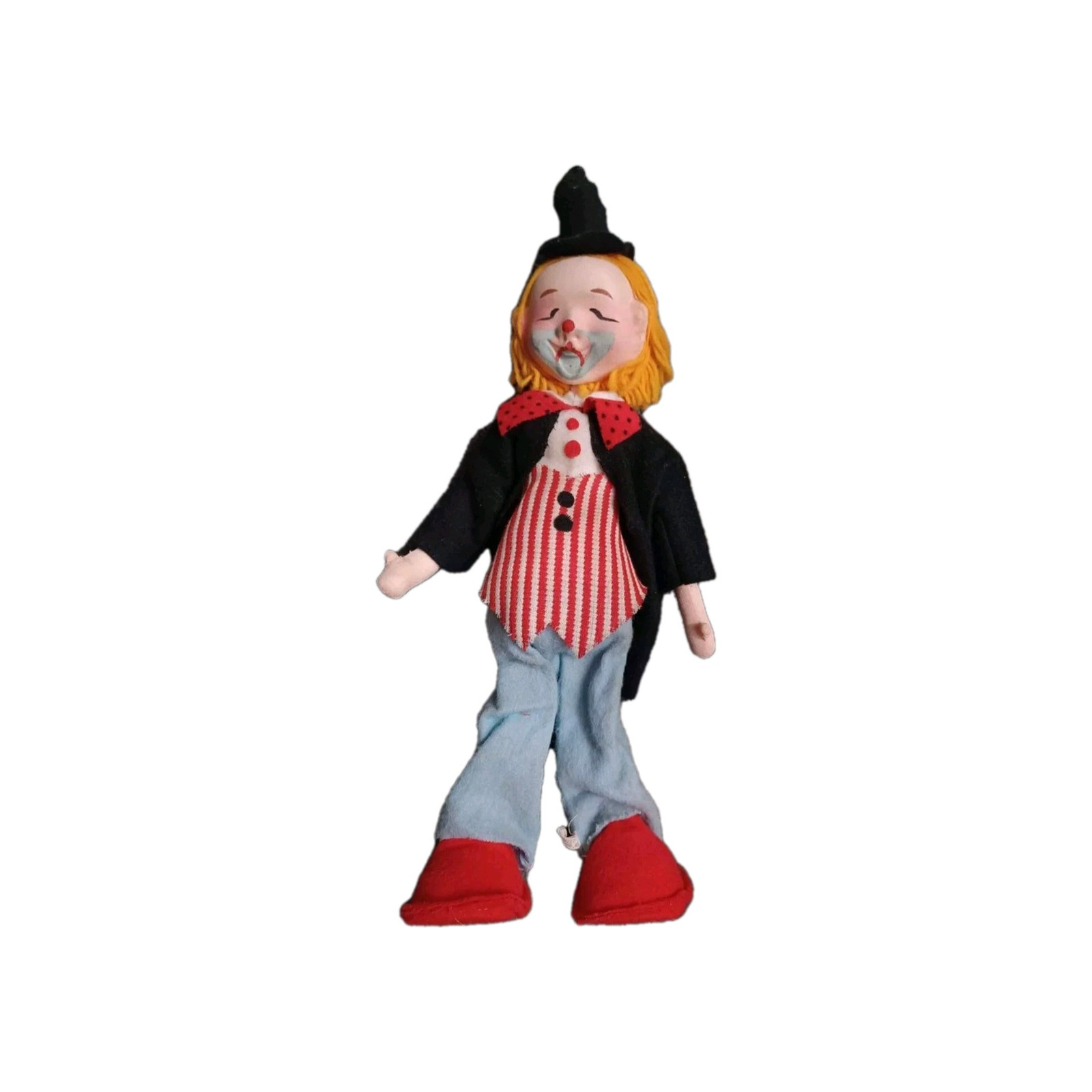 Vintage 1960s Hedaya Co NYC Hand-Painted Felt Clown Doll 12 Inch