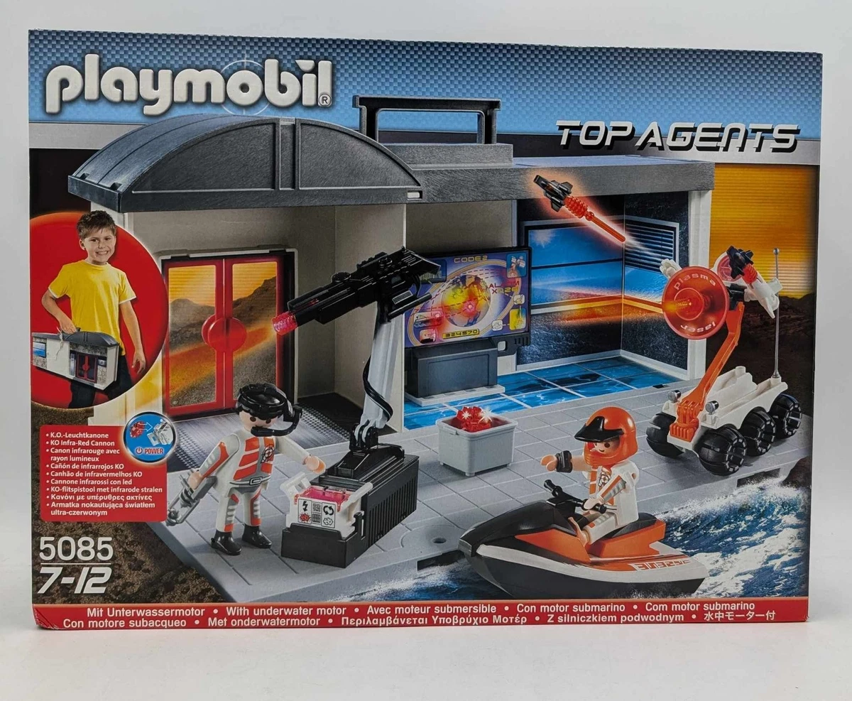 PLAYMOBIL 5085 Top Agents Agentenquartier Koffer Laser Hauptquartier Jetski NEU