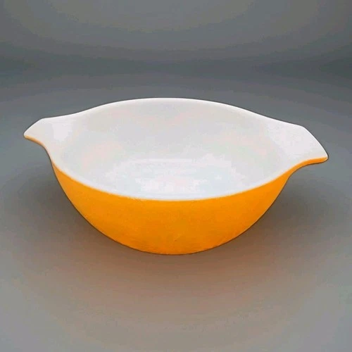 Vintage Pyrex Orange White Cinderella Mixing Bowl 8.5” Handles- 1.5 Qt- #442-USA