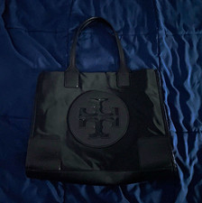 Tory Burch Black Medium Tote Bag Logo Lined Pouch Inner Pockets Mag/Zip