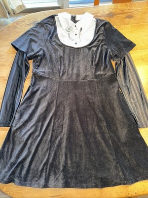 Wednesday Black Velvet Collared Twofer Long-Sleeve Dress juniors PLUS 1  costume