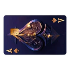 Ace Of Spades Purple Gold Playing Card Poker Credit Debit Skin Cover Sticker 1PC