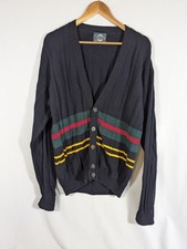 Vintage 90s Jantzen mens L cardigan golf sweater USA made striped
