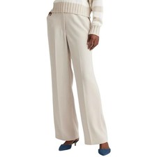Quince NWT Stretch Crepe Classic Wide Leg Trouser Pants Sand Beige 6 Hi-Rise