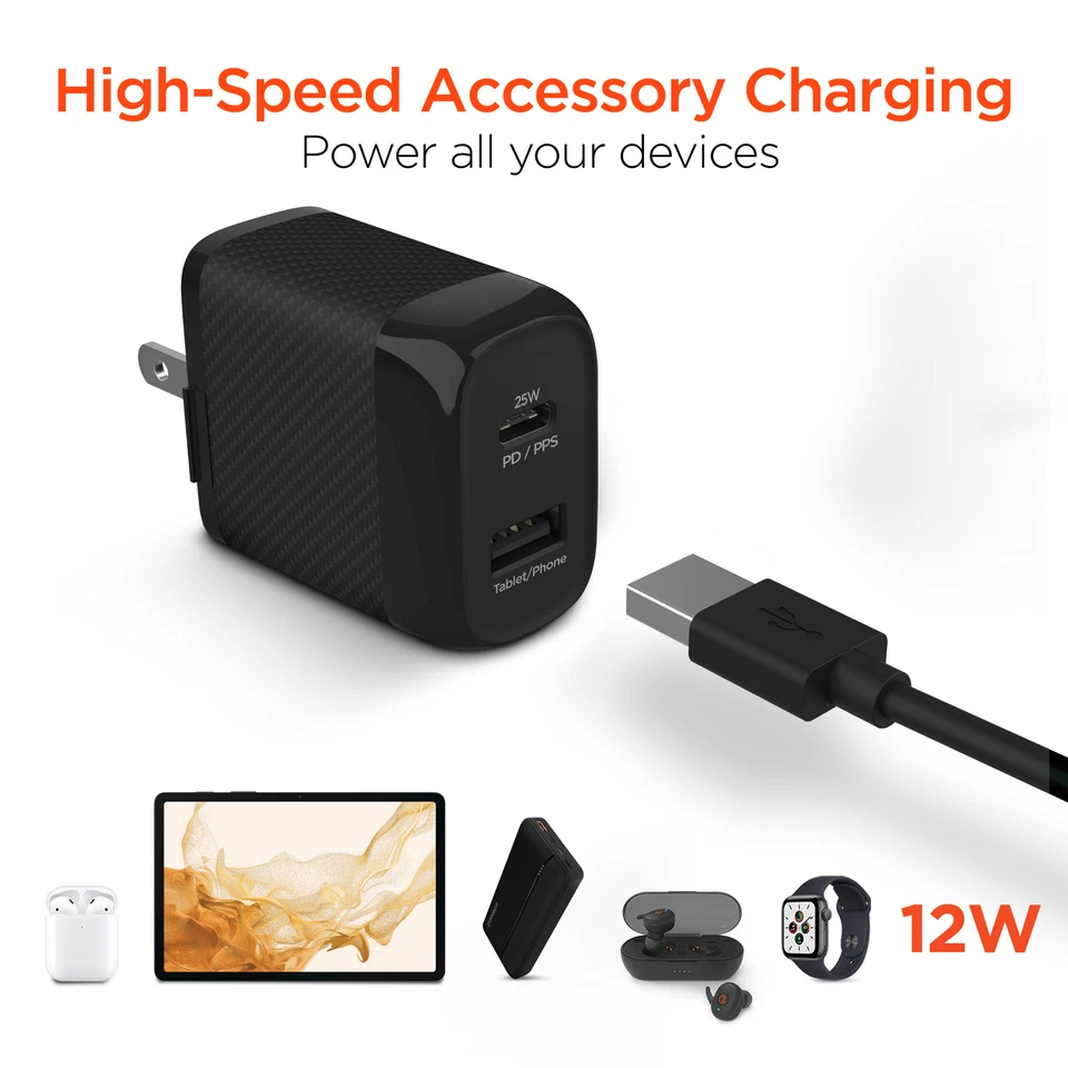 HyperGear SpeedBoost 25W USB-C PD + 12W USB Fast Wall Charger w PPS Technology - Image 4 of 4