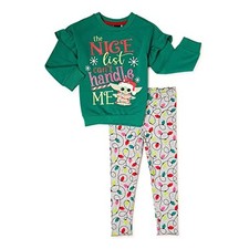 Star Wars Baby Yoda Girls Sweatshirt with Leggings Outfit, 2T