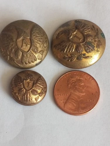 3 Three Civil War Buttons, All Missing Shanks