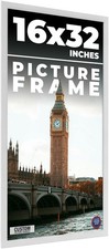 16x32 Frame White Wood Picture Photo Frame with UV Acrylic and Acid Free Backing