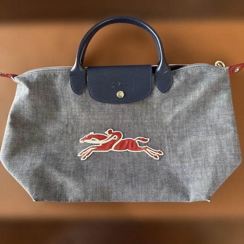 LONGCHAMP Le Pliage On The Road 2way Shoulder Bag Denim Look Fabric