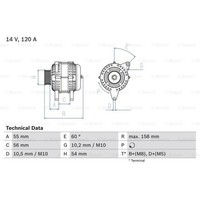 Bosch Generator Lichtmaschine 120A 14V FüR Opel Corsa C Kasten Meriva