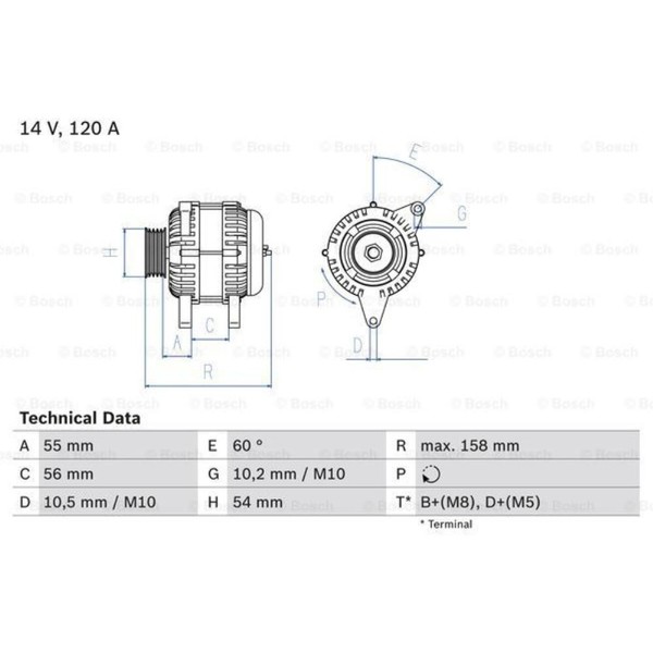 Bosch Generator Lichtmaschine 120A 14V FüR Opel Corsa C Kasten Meriva-image