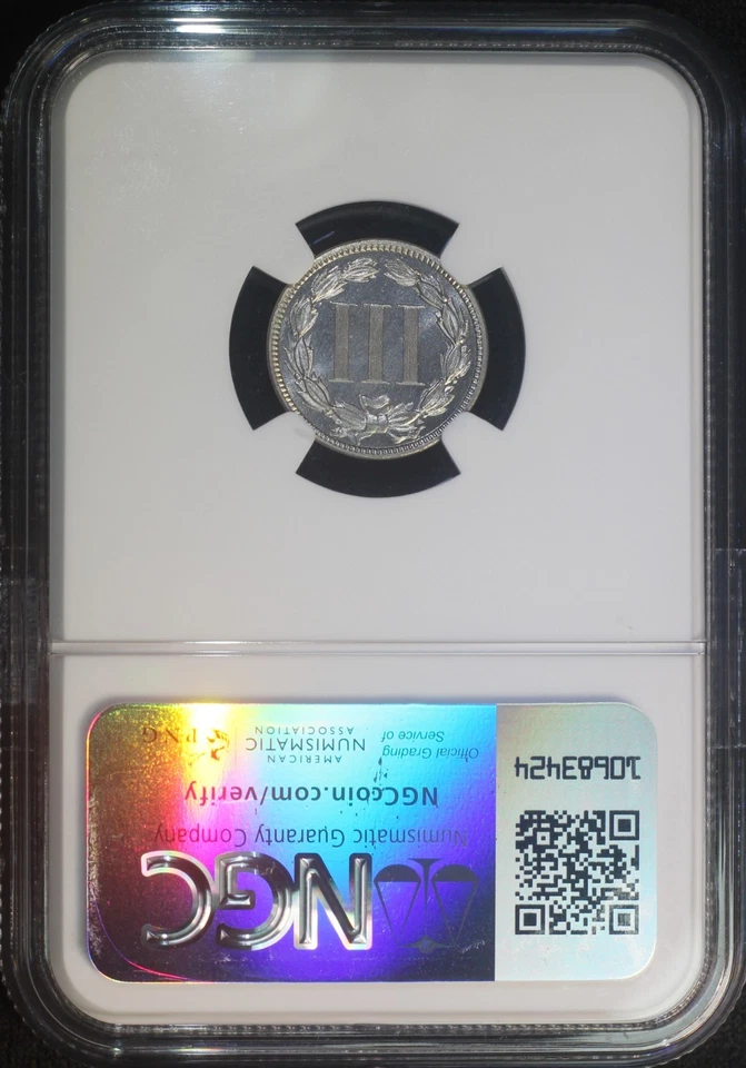 1883 3CN Three Cent Nickel NGC PF65 Cameo Proof Well Struck Low Mintage PR Coin - Image 2 of 2