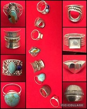 Assorted Lot of 8 Vintage Sterling Silver 925 Rings Israel Thailand Blue Stones