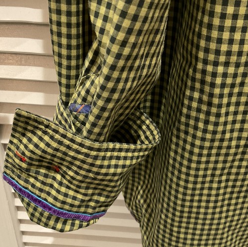 Robert Graham Navy Green Check Button Up Long sleeve Men’s Size XL - Picture 7 of 9