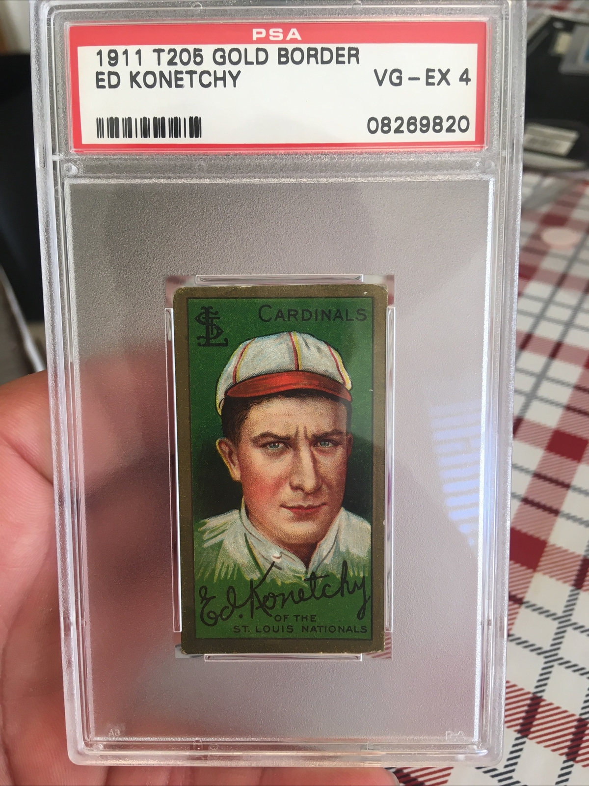 1911 T205 Gold Border Ed Konetchy PSA VG-EX 4 St Louis Cardinals