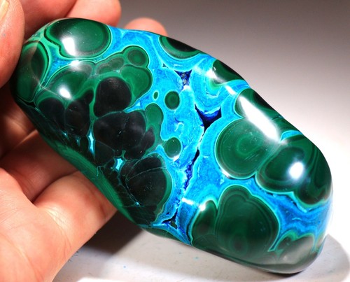 4.25 in Top Vivid Blue Chrysocolla, Malachite,  Congo! CR136 - Afbeelding 2 van 6